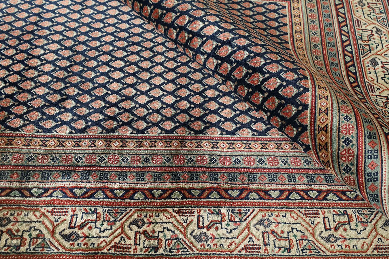 Mir Blue & Cream Fine Handmade 9'10"x13'5" Rug