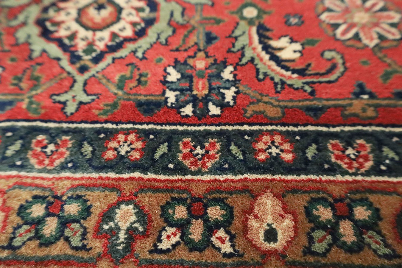 Alfombra fina Herati azul oscuro y óxido, hecha a mano, de 8'x10'