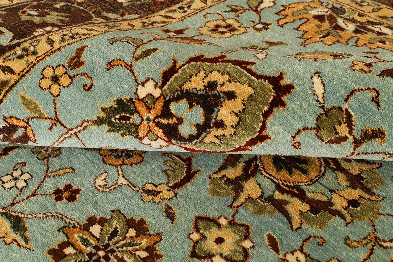Sultan Shah Lt. Blue & Brown Fine Handmade 6'x9' Rug