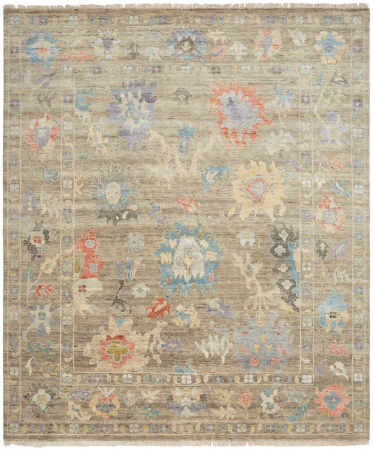 Adana AA891 Weathered Walnut-Multi Wool & Silkette Blend Rug