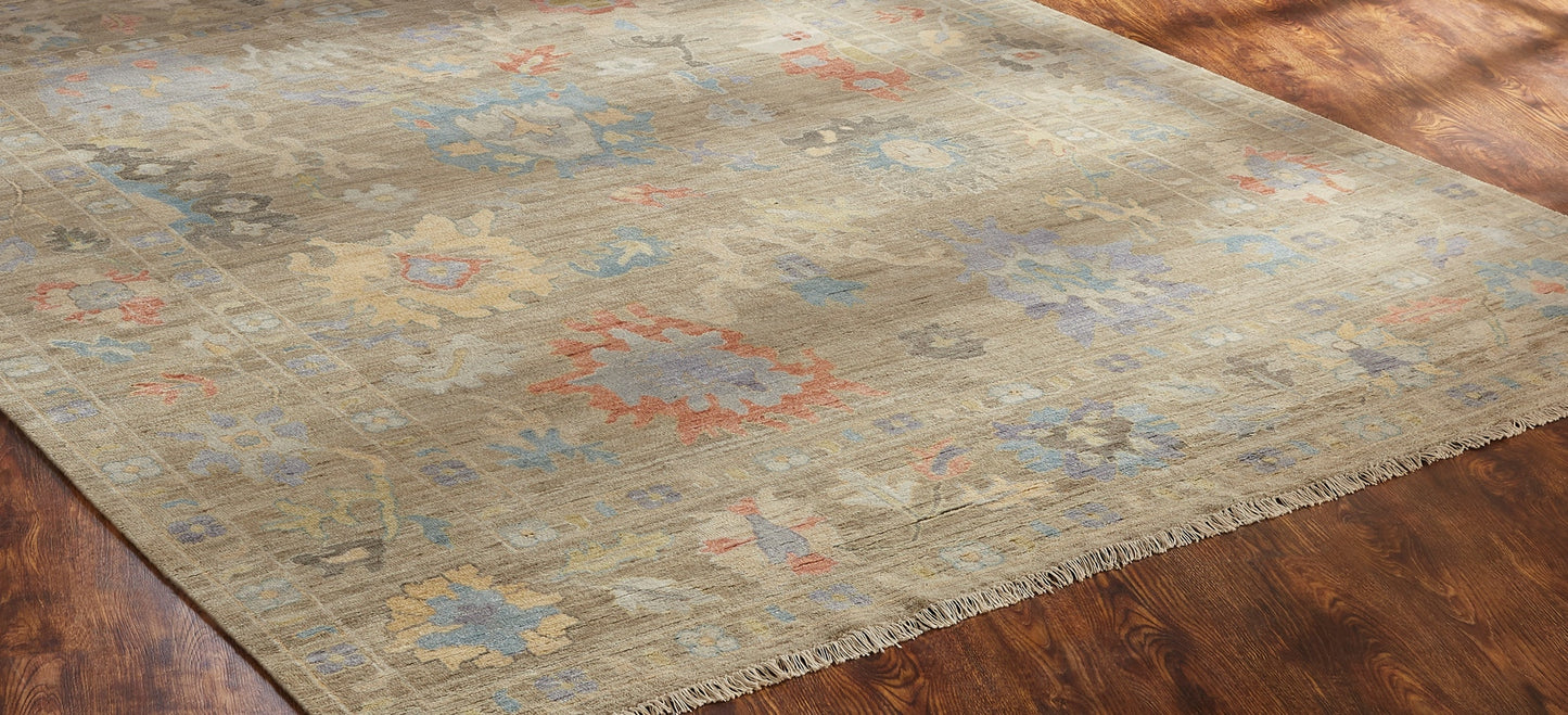 Adana AA891 Weathered Walnut-Multi Wool & Silkette Blend Rug