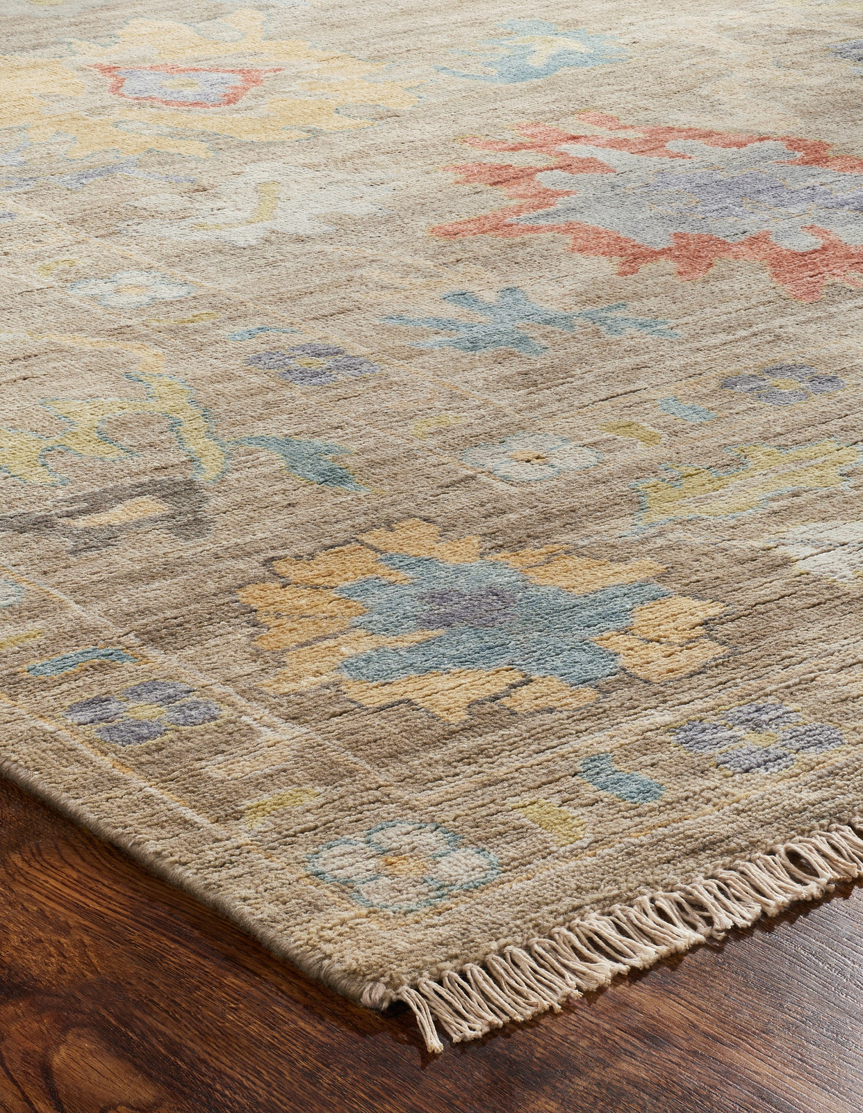 Adana AA891 Weathered Walnut-Multi Wool & Silkette Blend Rug