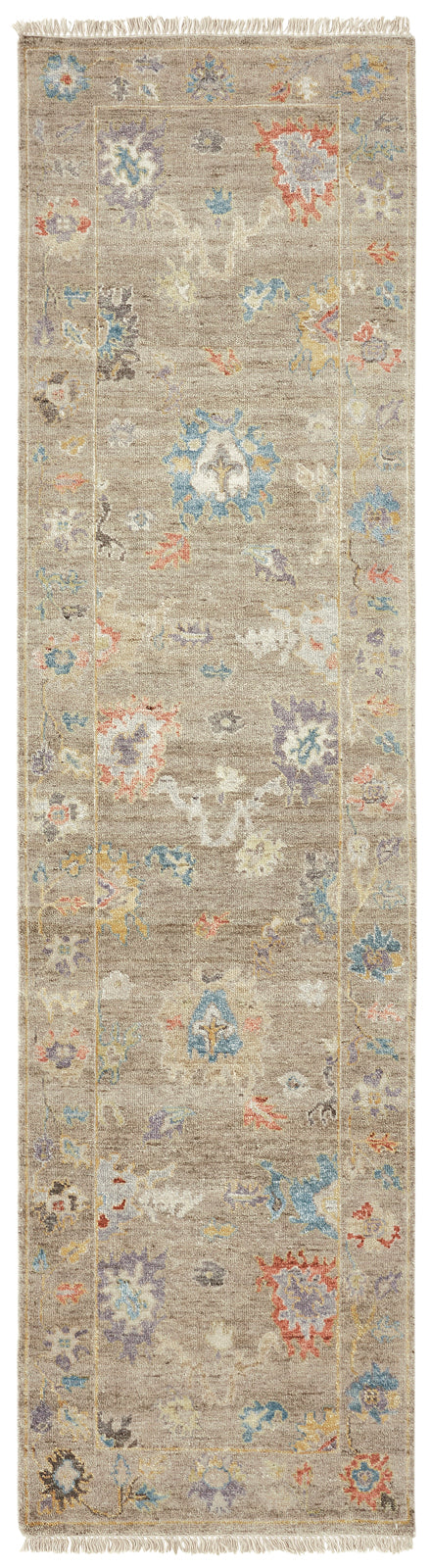 Alfombra Adana AA891 en nogal desgastado, mezcla de lana y seda sintética