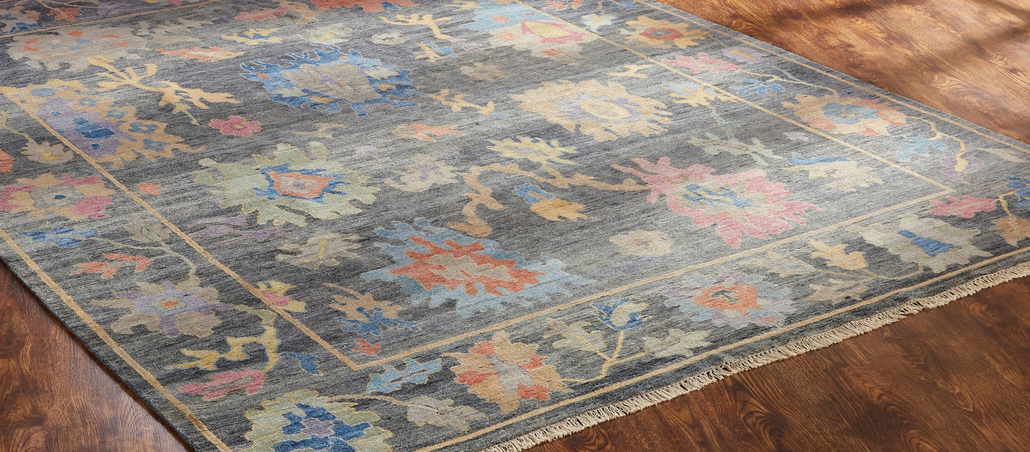Adana AA892 Smoke-Multi Wool & Silkette Blend Rug