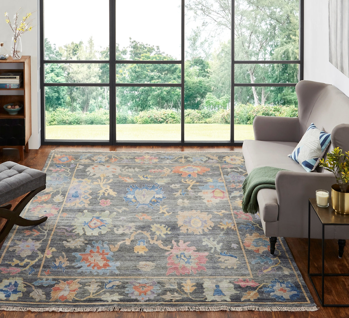 Adana AA892 Smoke-Multi Wool & Silkette Blend Rug