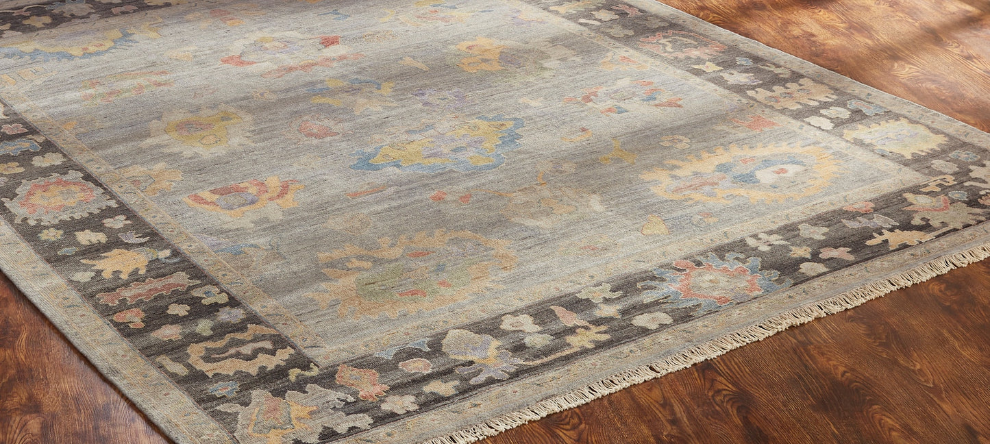 Adana AA894 Grey Flannel-Bark Wool & Silkette Blend Rug