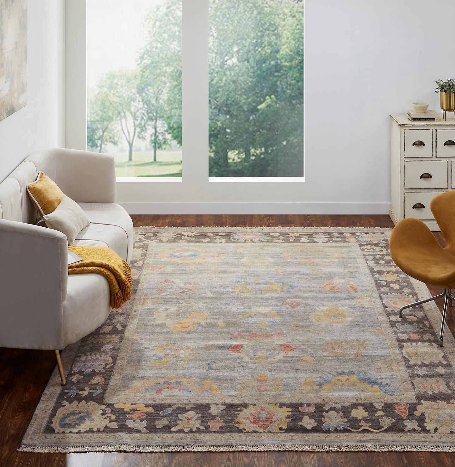 Adana AA894 Grey Flannel-Bark Wool & Silkette Blend Rug