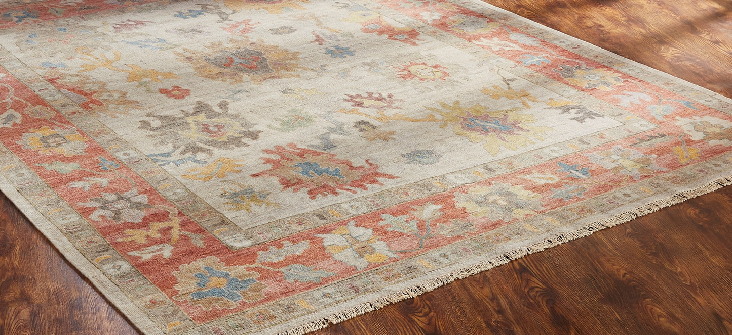 Adana AA895 Parchment-Spice Wool & Silkette Blend Rug