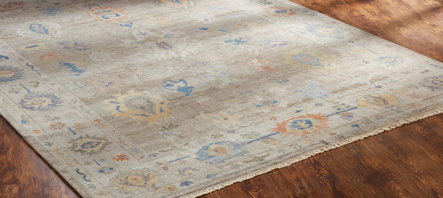 Adana AA896 Oatmeal-Ivory Wool & Silkette Blend Rug