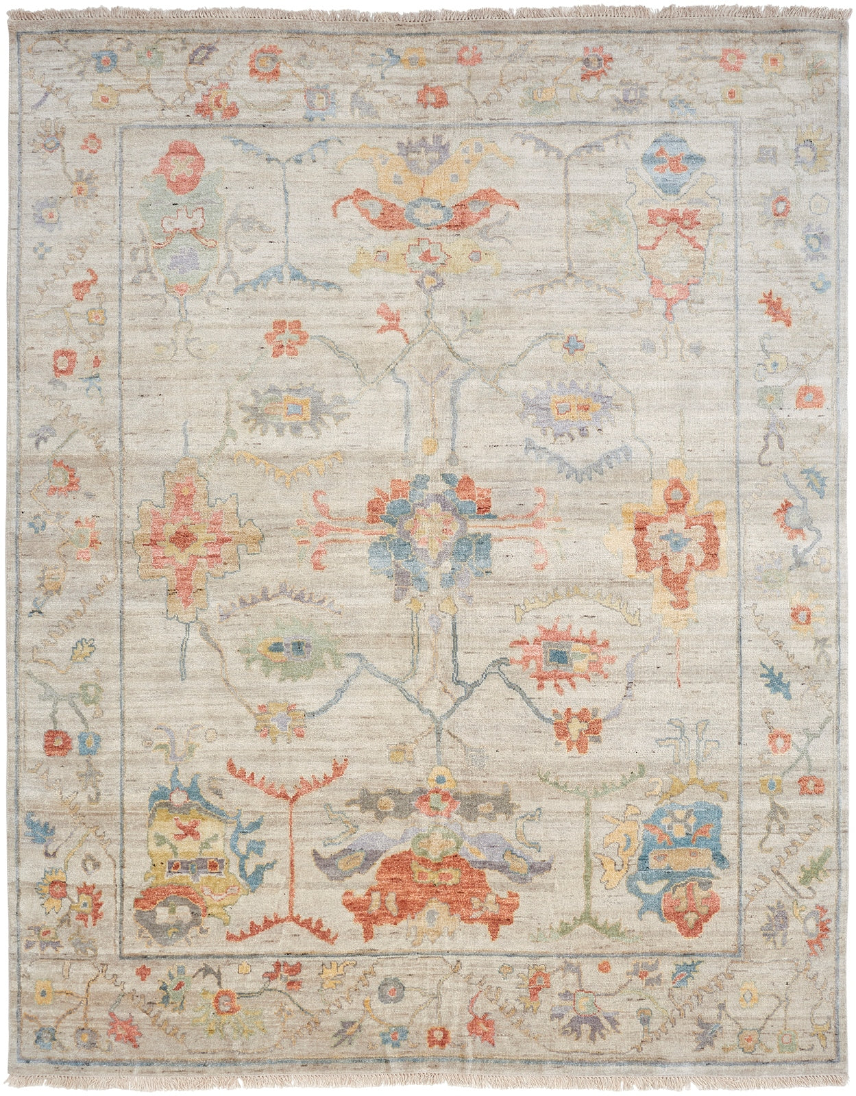 Adana AA898 Ivory-Multi Wool & Silkette Blend Rug