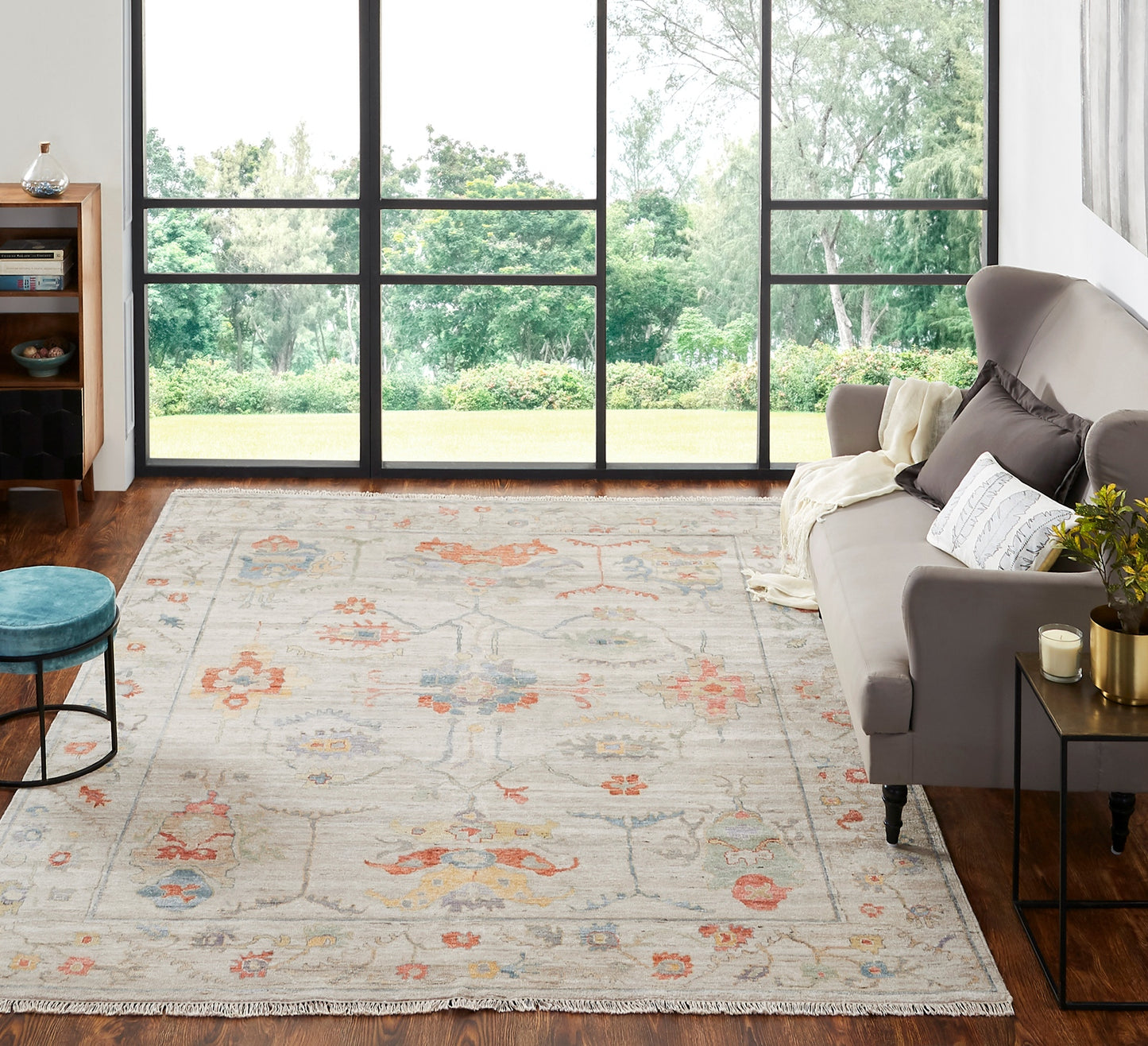Adana AA898 Ivory-Multi Wool & Silkette Blend Rug