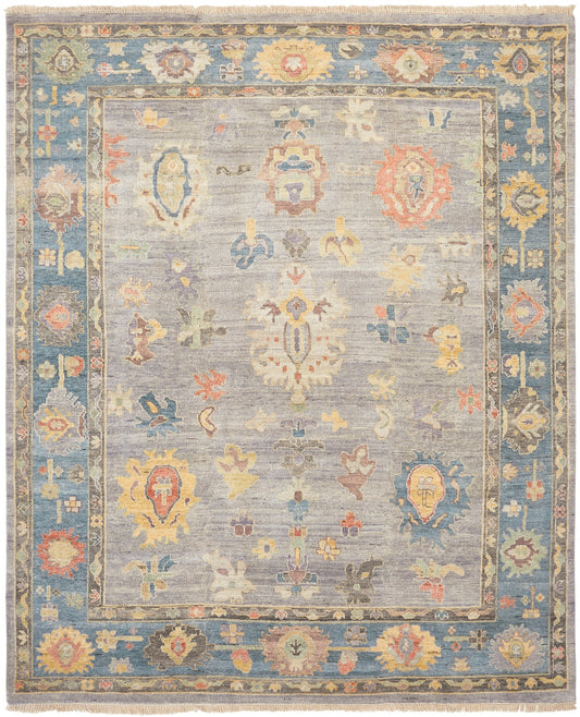 Adana AA900 Soft Grey-Blue Wool & Silkette Blend Rug