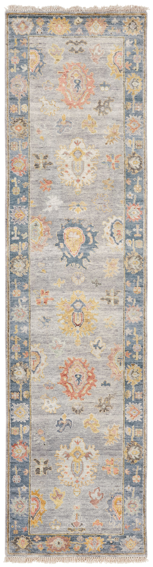 Adana AA900 Alfombra suave en mezcla de lana y seda gris azulado