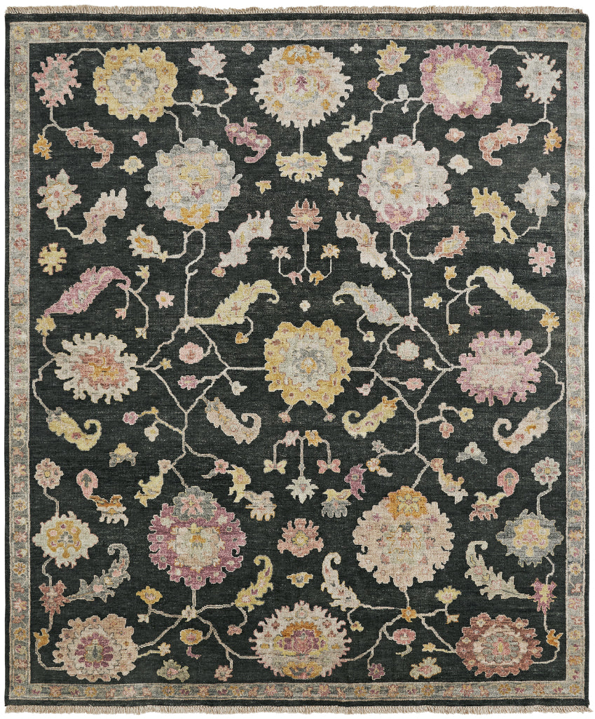 Adana AA901 Graphite-Pastels Wool & Silkette Blend Rug