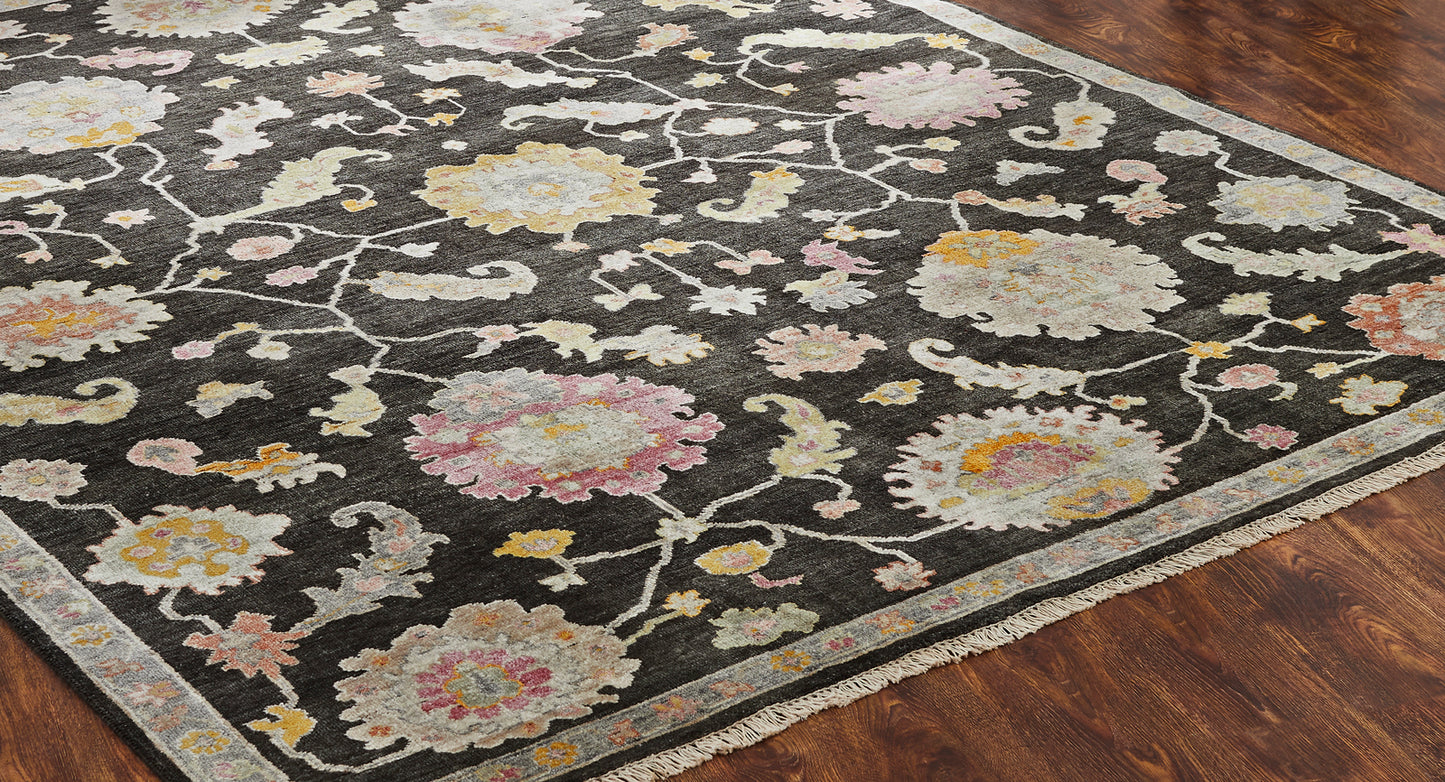 Adana AA901 Graphite-Pastels Wool & Silkette Blend Rug