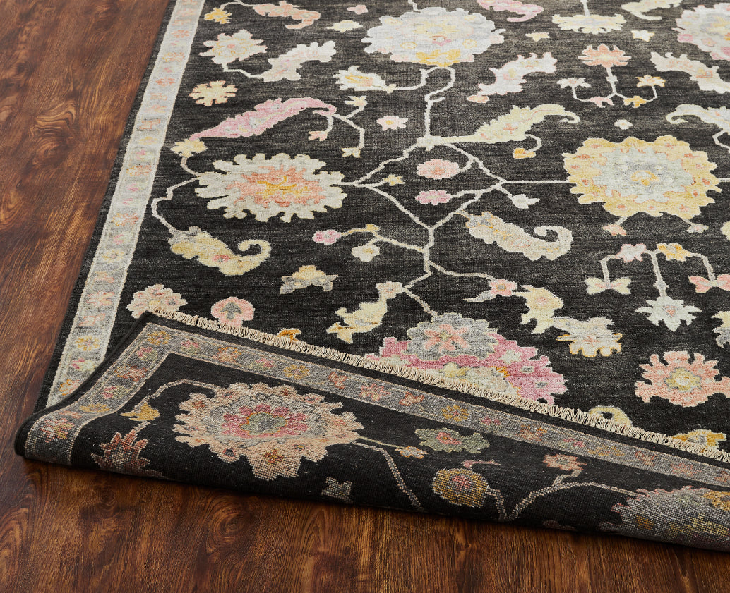 Adana AA901 Graphite-Pastels Wool & Silkette Blend Rug
