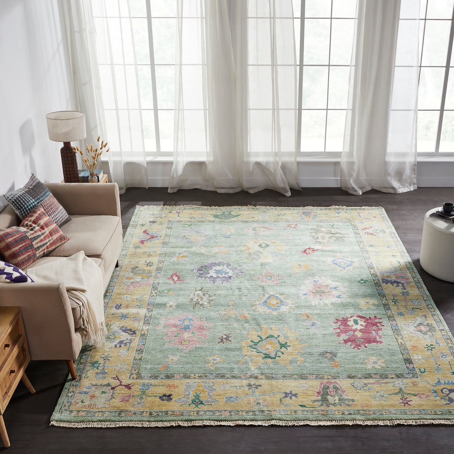 Adana AA902 Sea Mist-Pastels Wool & Silkette Blend Rug