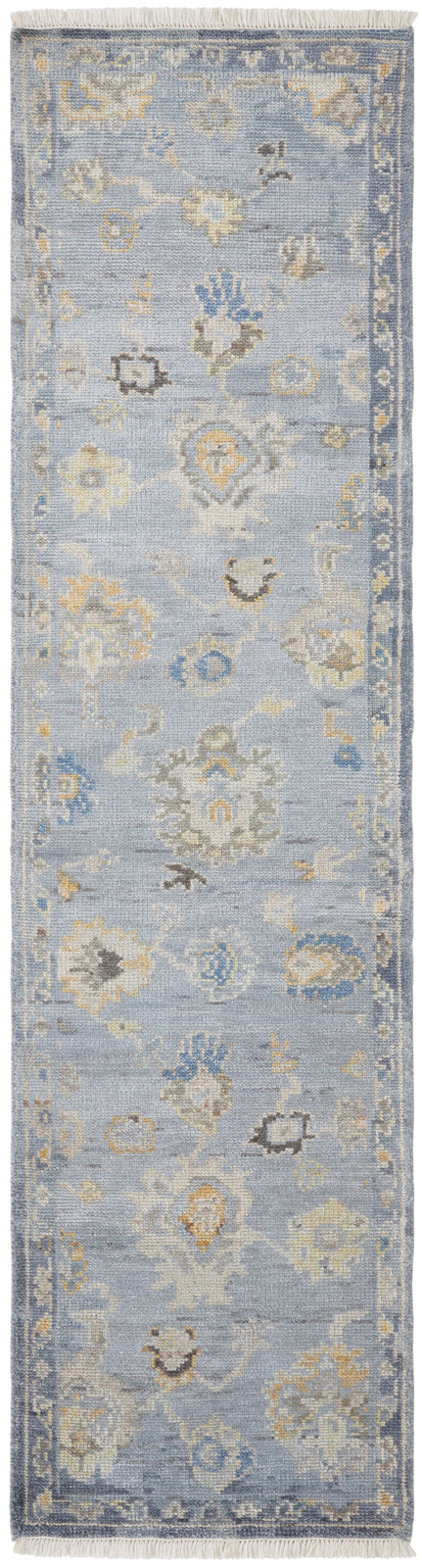 Ambrose AM1000 Washed Denim Tones Hand Knotted Wool and Silkette Rug