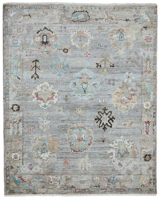 Ambrose AM1001 Vintage Greys-Multi Hand Knotted Wool and Silkette Rug