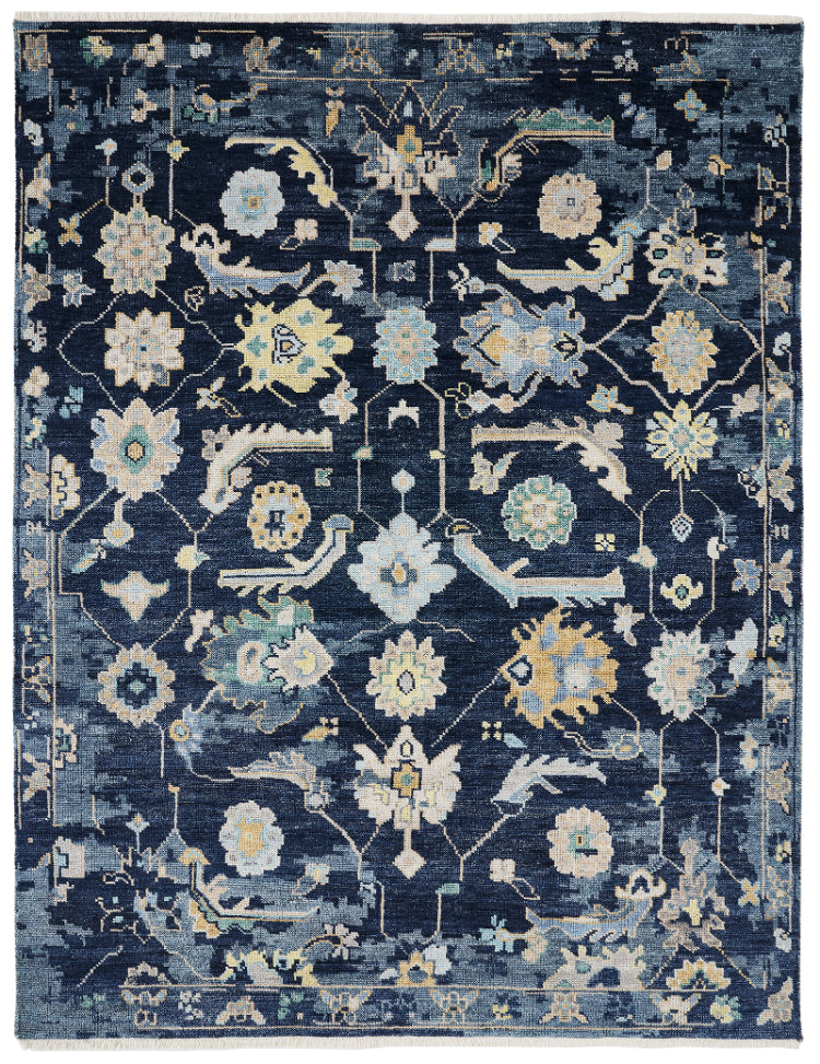 Ambrose AM1002 Navy Denim Hand Knotted Wool Rug
