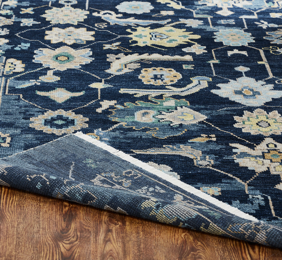 Ambrose AM1002 Navy Denim Hand Knotted Wool Rug