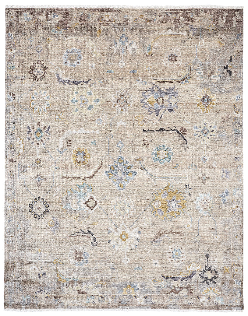 Ambrose AM1005 Sand Hand Knotted Wool and Silkette Rug