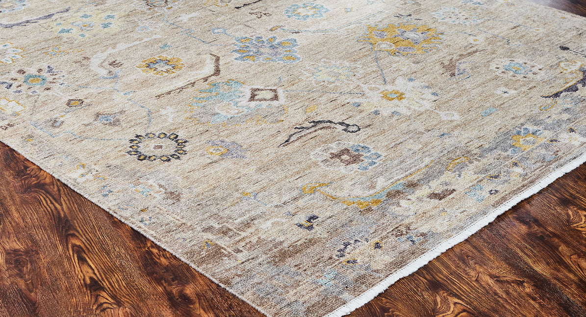 Ambrose AM1005 Sand Hand Knotted Wool and Silkette Rug