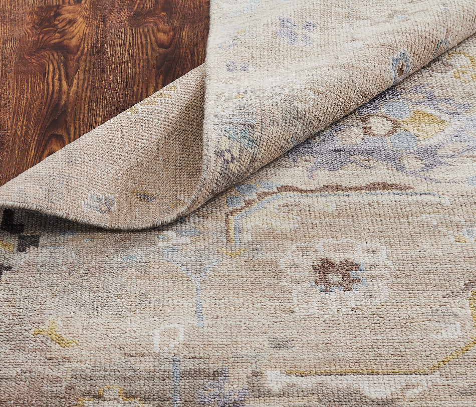 Ambrose AM1005 Sand Hand Knotted Wool and Silkette Rug