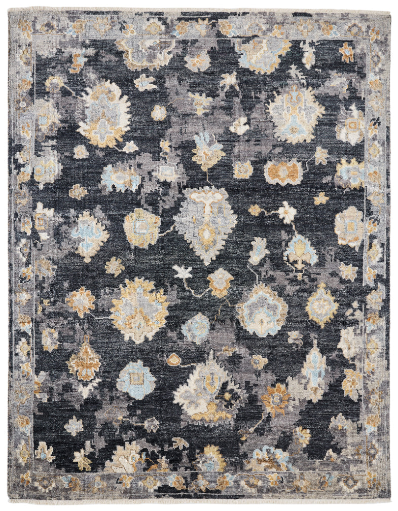 Ambrose AM1007 Almost Black Hand Knotted Wool Rug