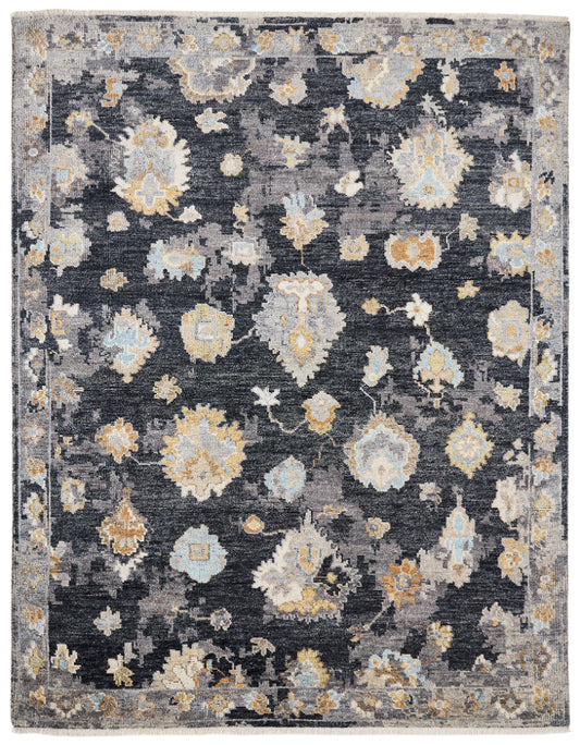 Ambrose AM1007 Almost Black Hand Knotted Wool Rug