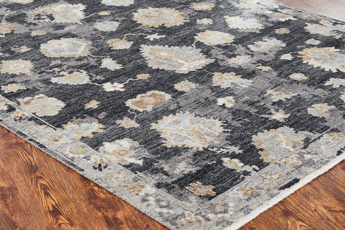 Ambrose AM1007 Almost Black Hand Knotted Wool Rug