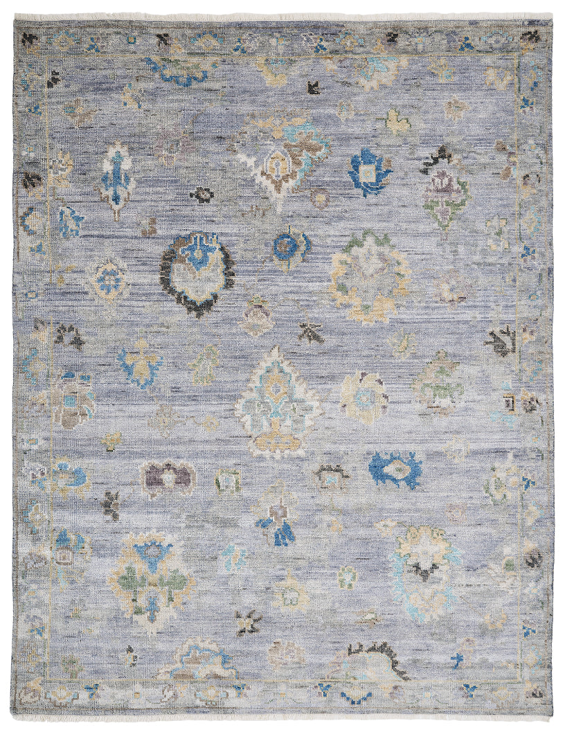 Ambrose AM1008 Dove Grey Hand Knotted Wool and Silkette Rug