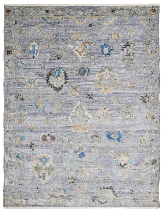 Ambrose AM1008 Dove Grey Hand Knotted Wool and Silkette Rug