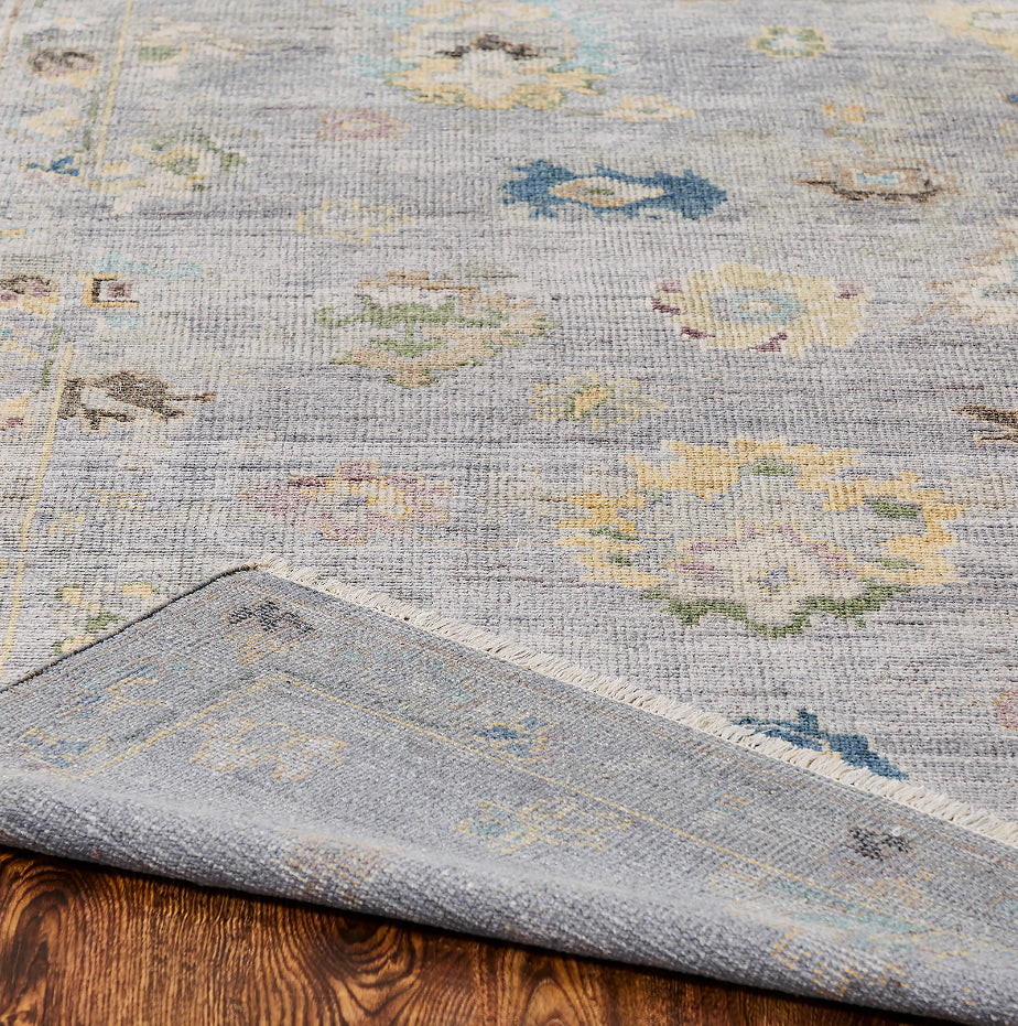 Ambrose AM1008 Dove Grey Hand Knotted Wool and Silkette Rug
