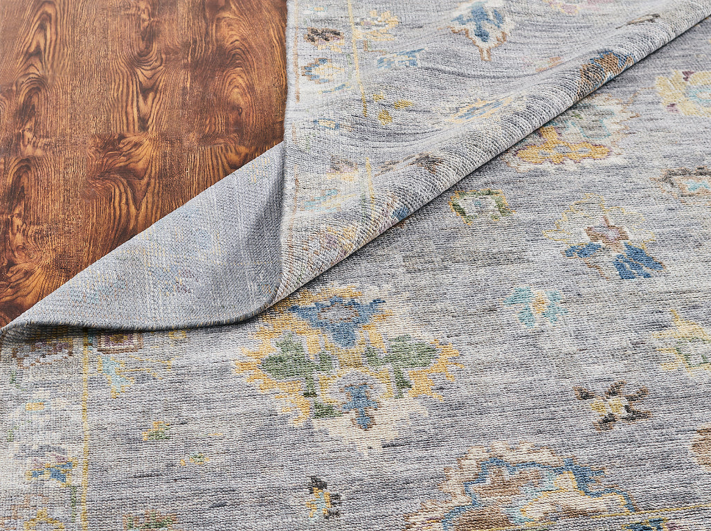 Ambrose AM1008 Dove Grey Hand Knotted Wool and Silkette Rug