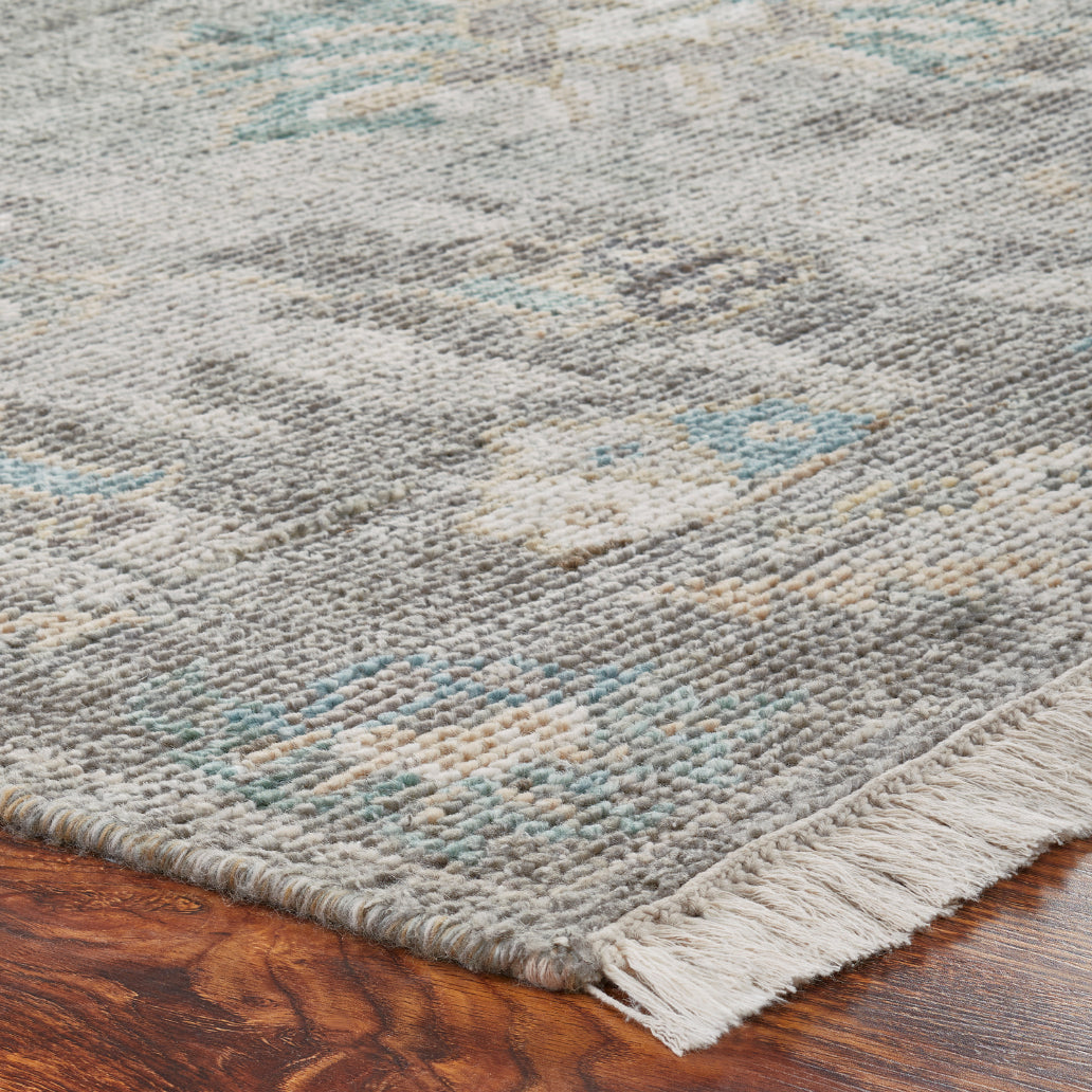 Ambrose AM1004 Sage-Greys Hand Knotted Wool and Silkette Rug