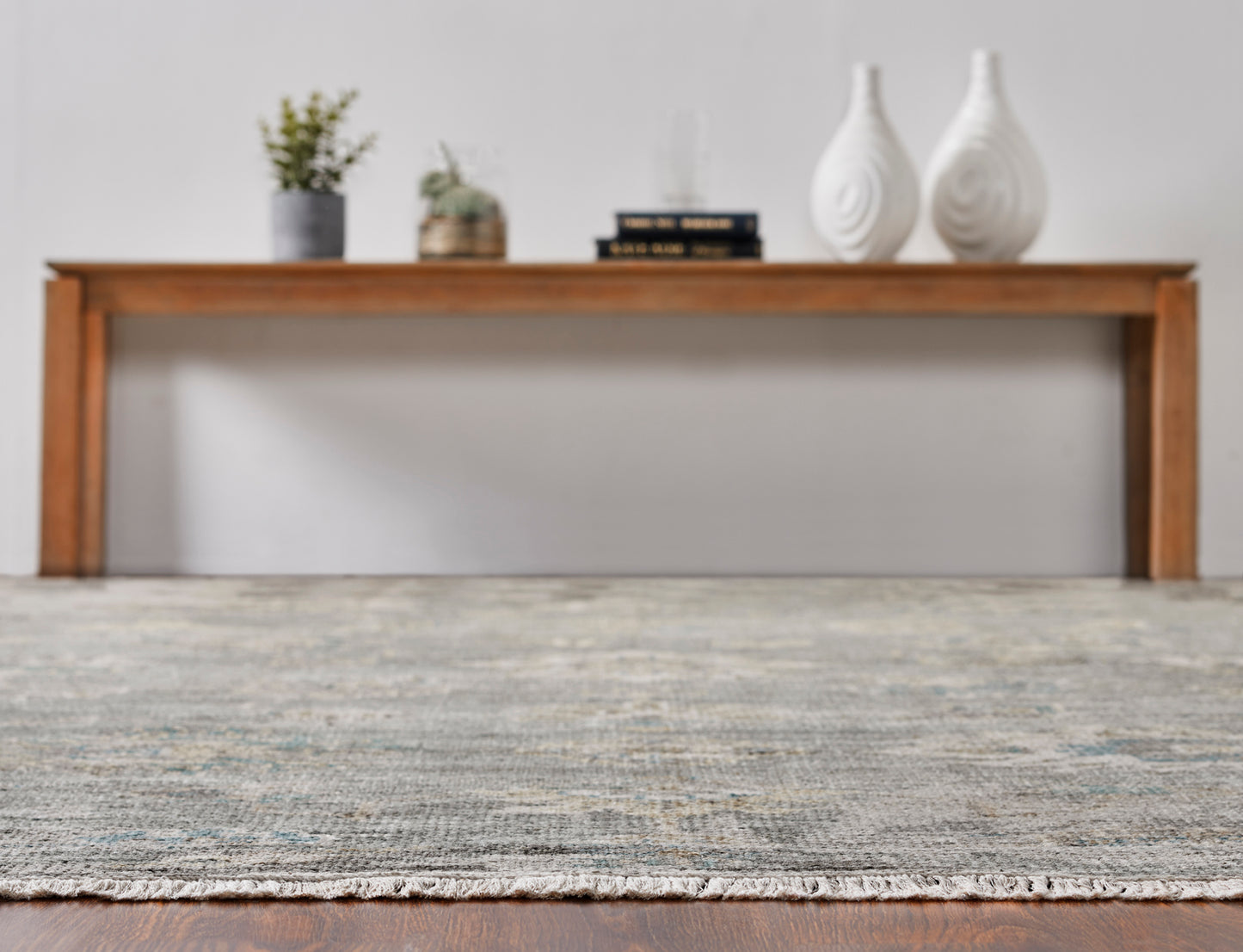 Ambrose AM1004 Sage-Greys Hand Knotted Wool and Silkette Rug