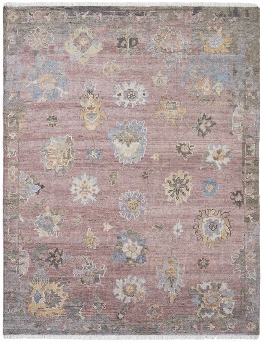 Ambrose AM1006 Rose Hand Knotted Wool and Silkette Rug
