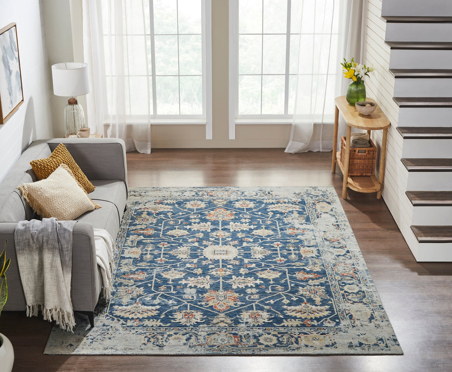 Blooma BM1375 Antique Denim Oushak Power Loom Wool Rug