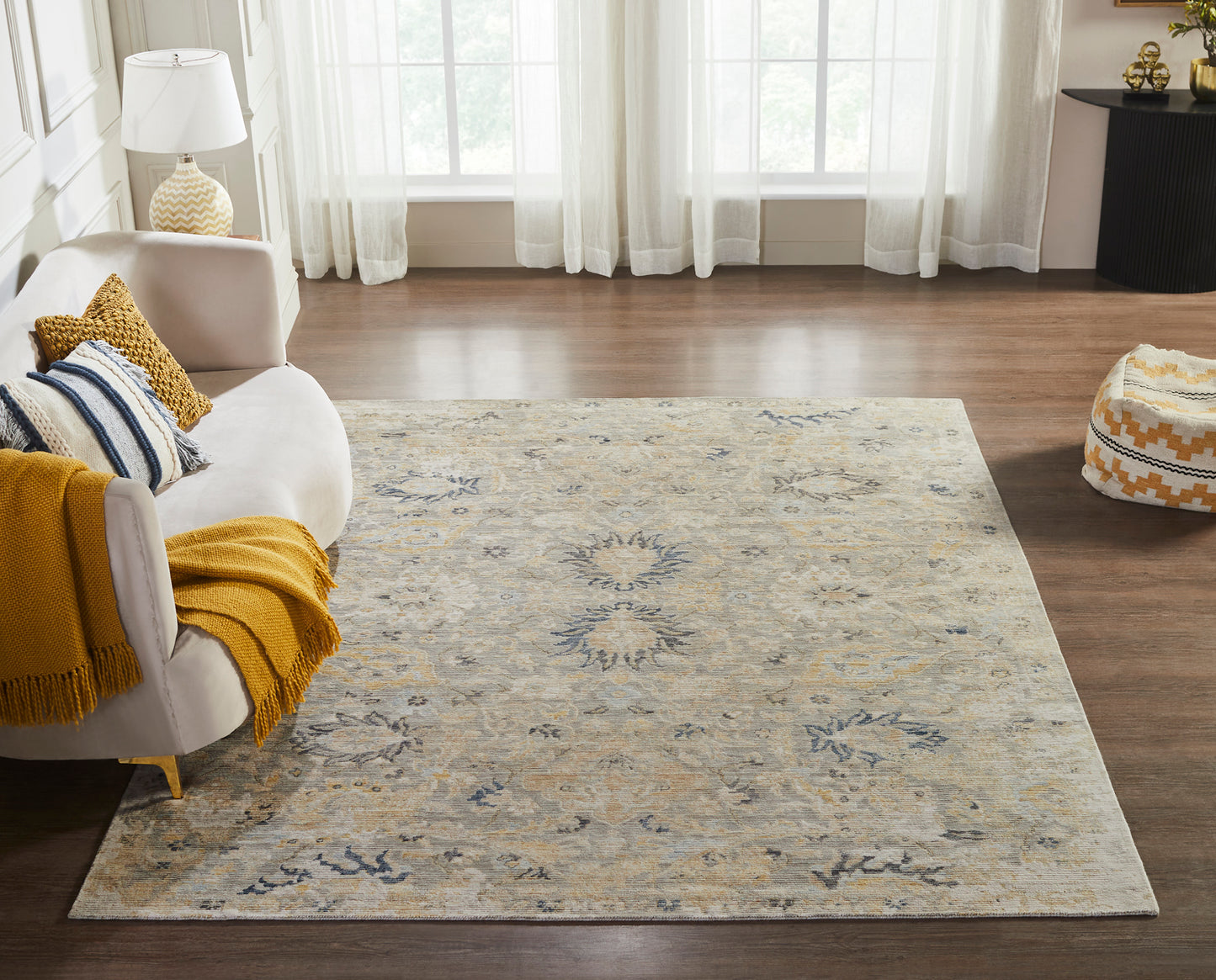 Blooma BM1376 Pearl Grey Oushak Power Loom Wool Rug