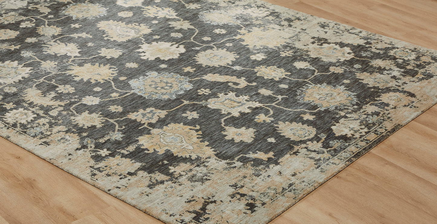 Blooma BM1379 Almost Black Oushak Power Loom Wool Rug