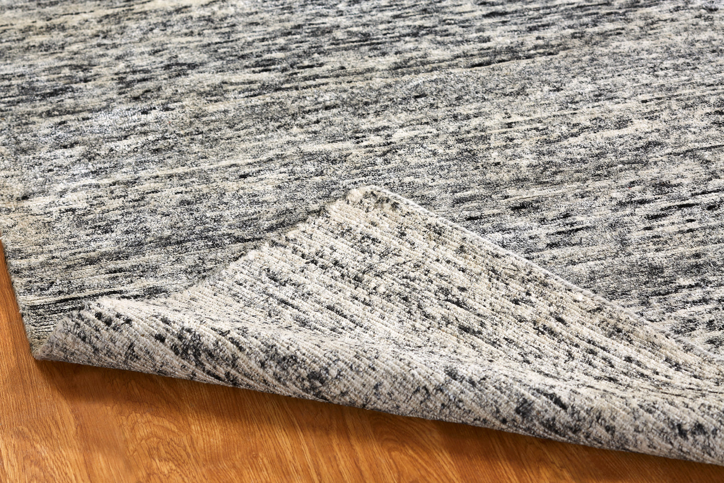 Elements EL-860 Grey Tweed Hand Knotted Wool & Silkette Rug