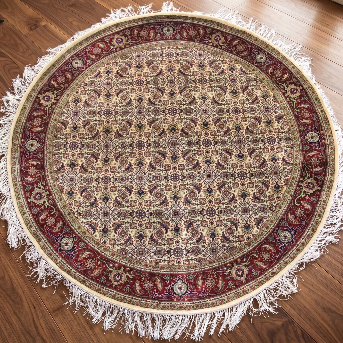 Herati Hand-knotted Fine Wool Rug Cream/Red