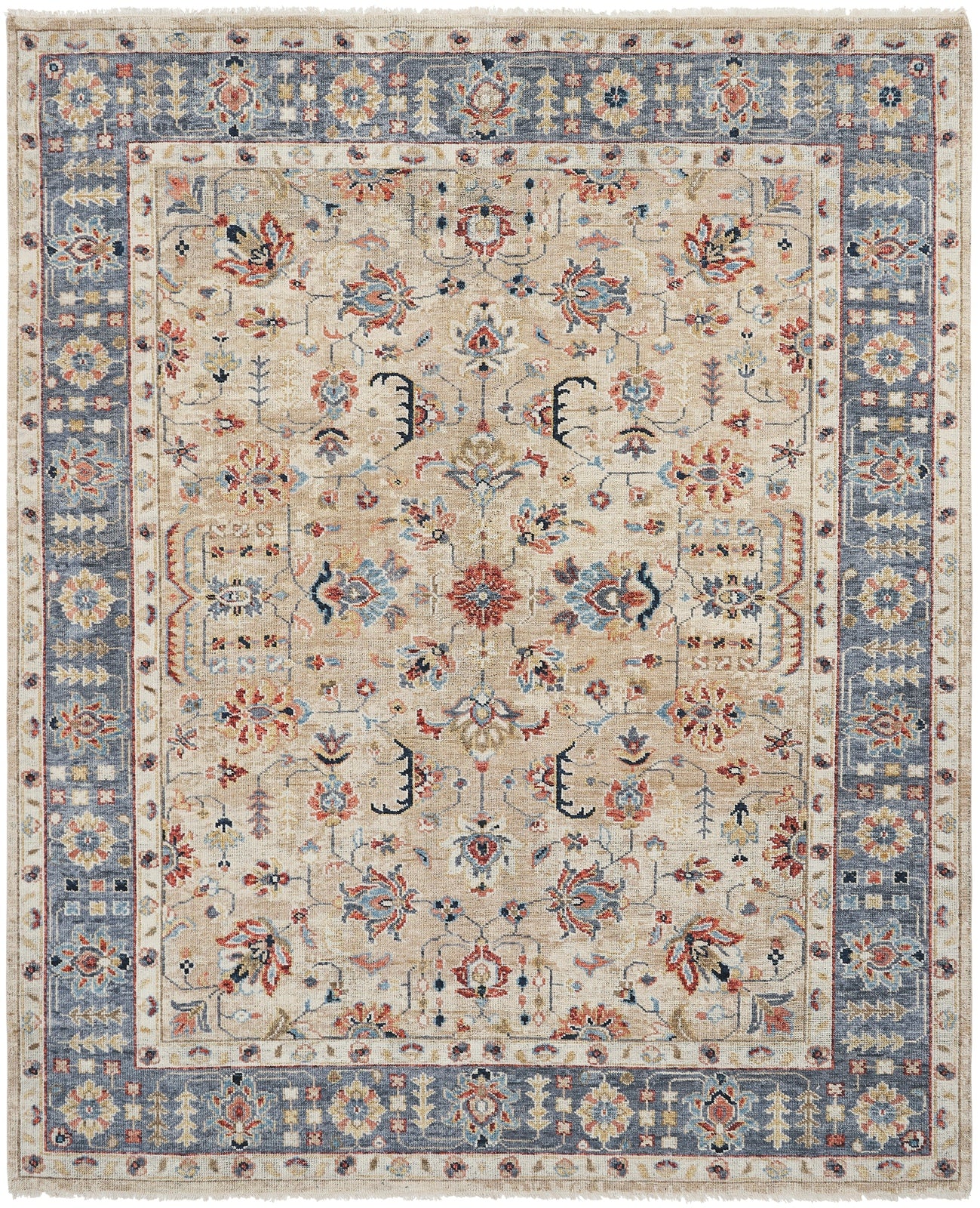 Kensington KN190 Oatmeal-Denim Hand Knotted Wool Rug