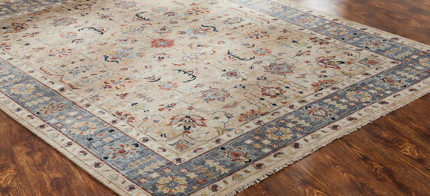 Kensington KN190 Oatmeal-Denim Hand Knotted Wool Rug
