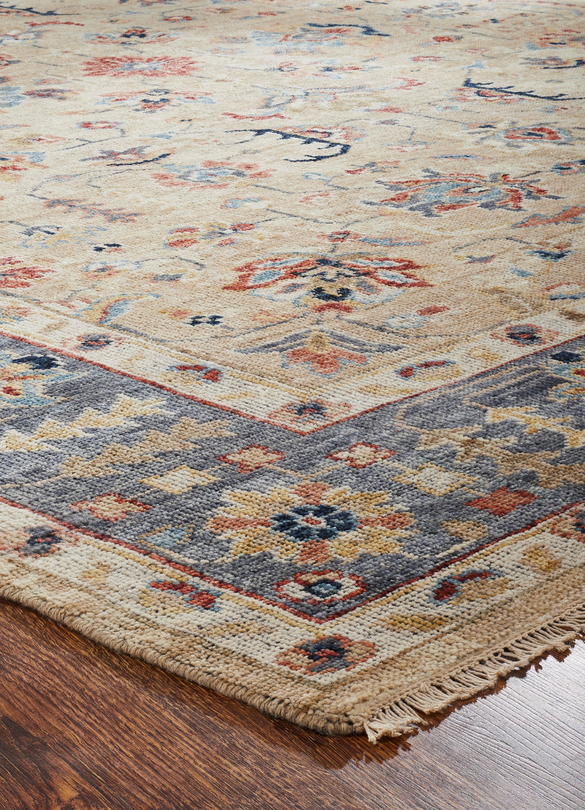 Kensington KN190 Oatmeal-Denim Hand Knotted Wool Rug