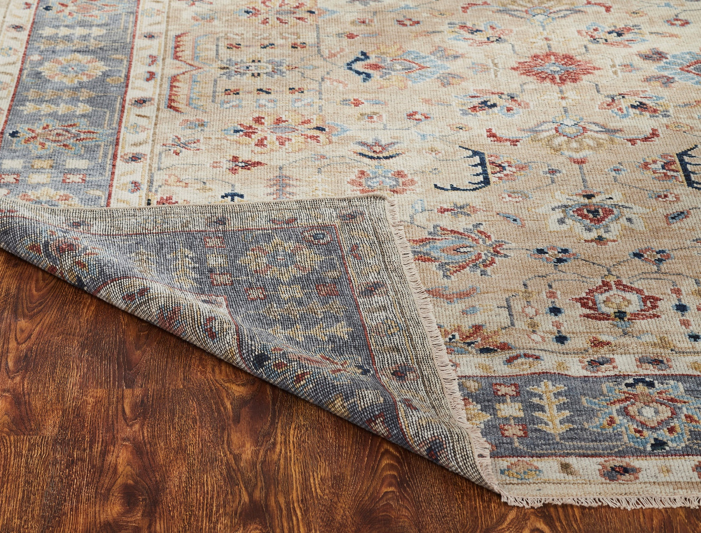 Kensington KN190 Oatmeal-Denim Hand Knotted Wool Rug