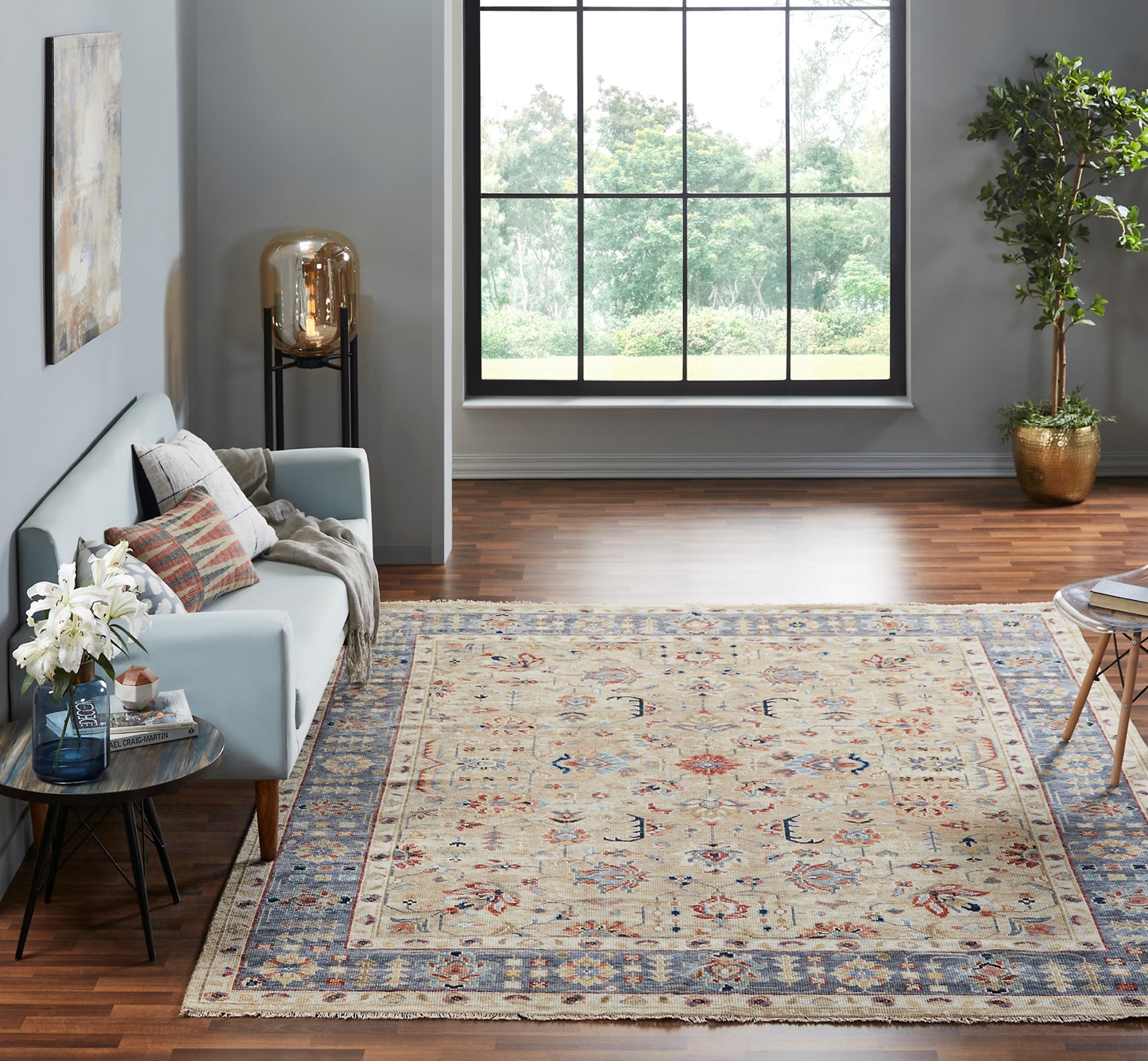 Kensington KN190 Oatmeal-Denim Hand Knotted Wool Rug