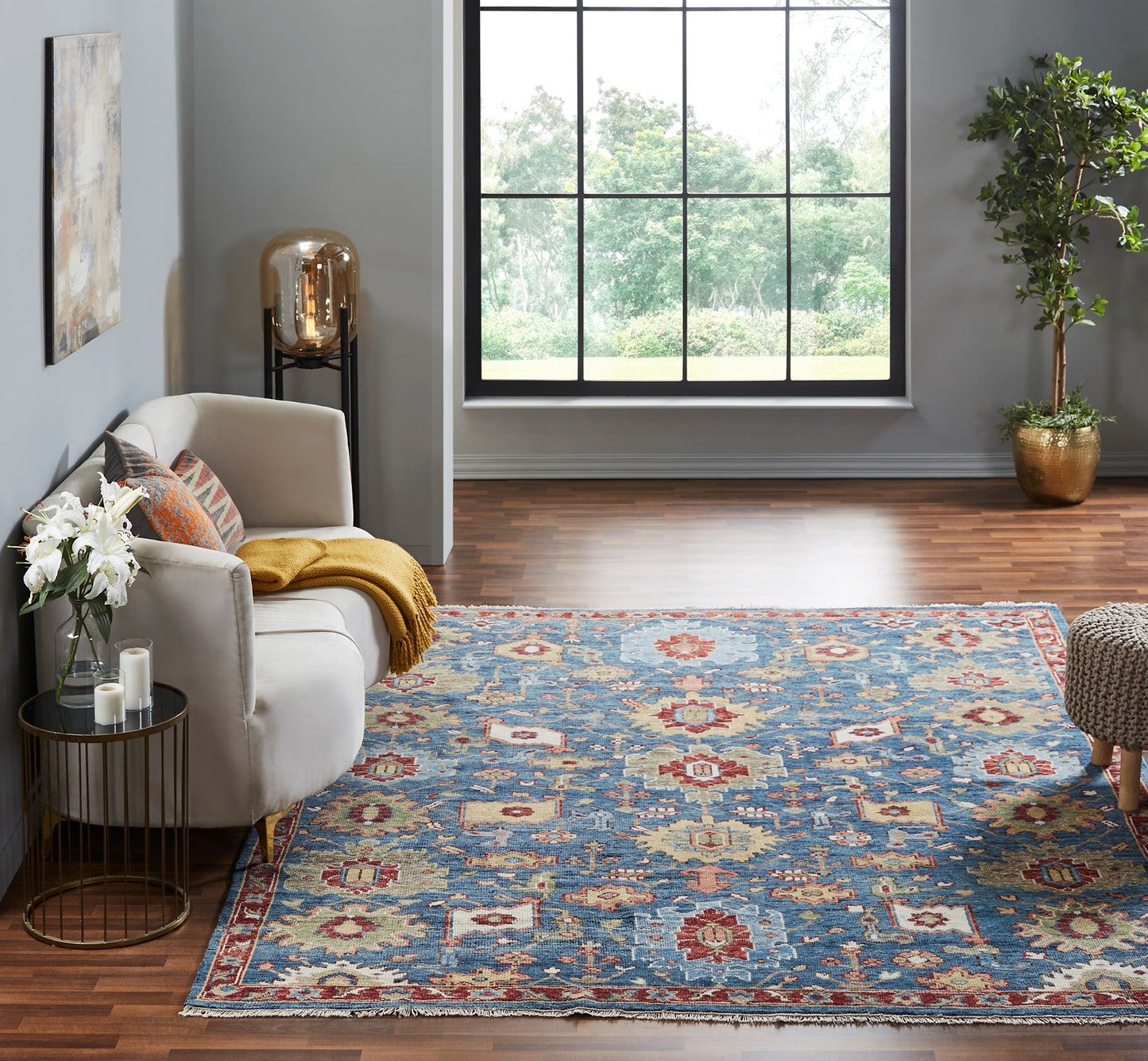 Kensington KN192 Vintage Blues Hand Knotted Wool Rug