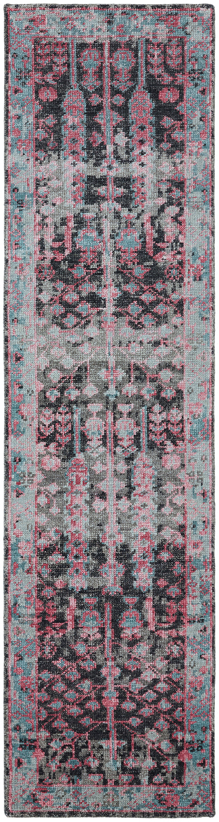 Alfombra de lana anudada a mano Talora TL660 Carbon-Sky-Rose